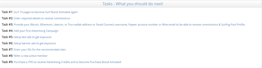 Infinity Traffic Boost Tasks