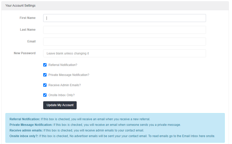List Impact Account Information